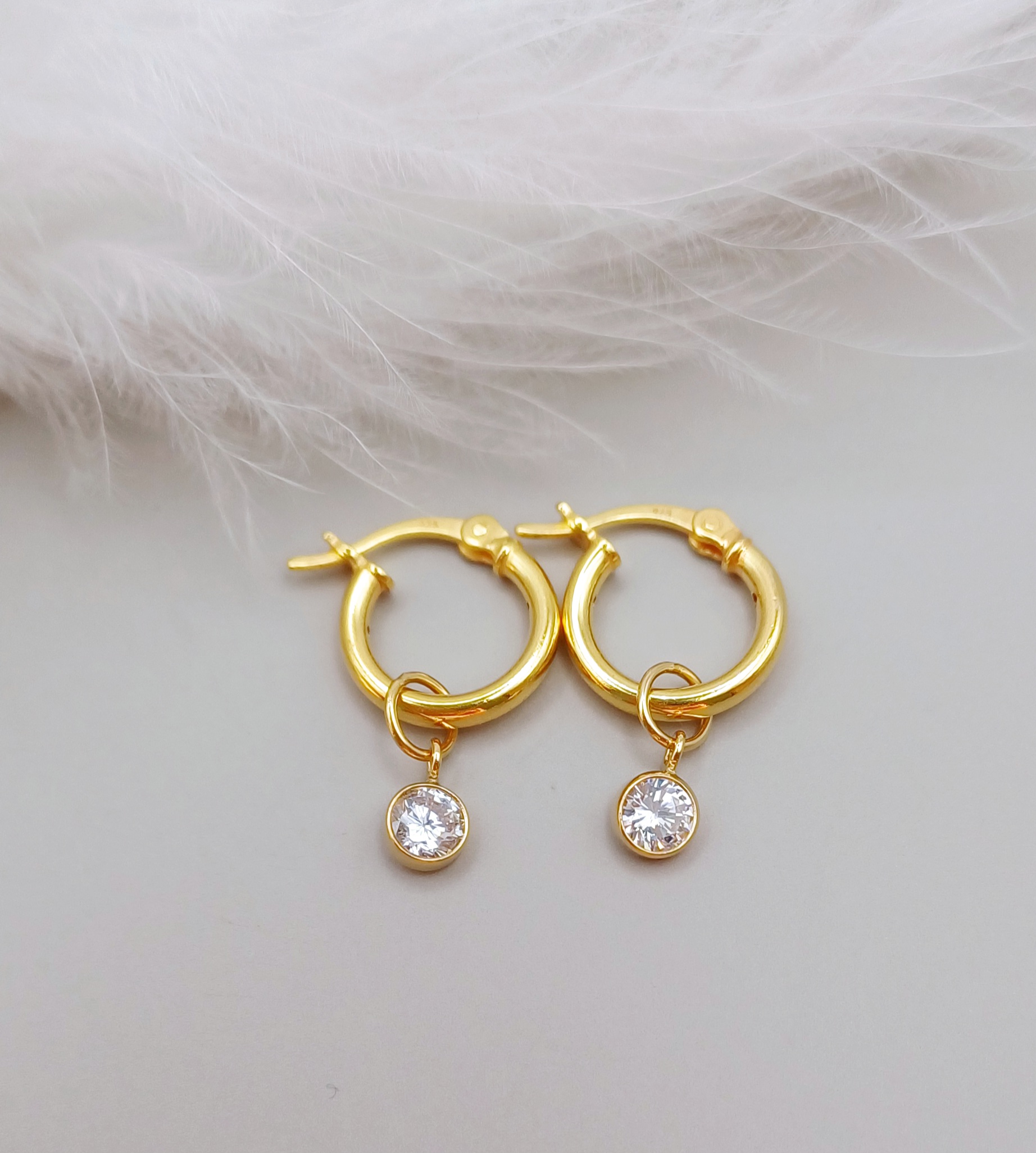 Gold Vermeil Cubic Zirconia Hoop Earrings