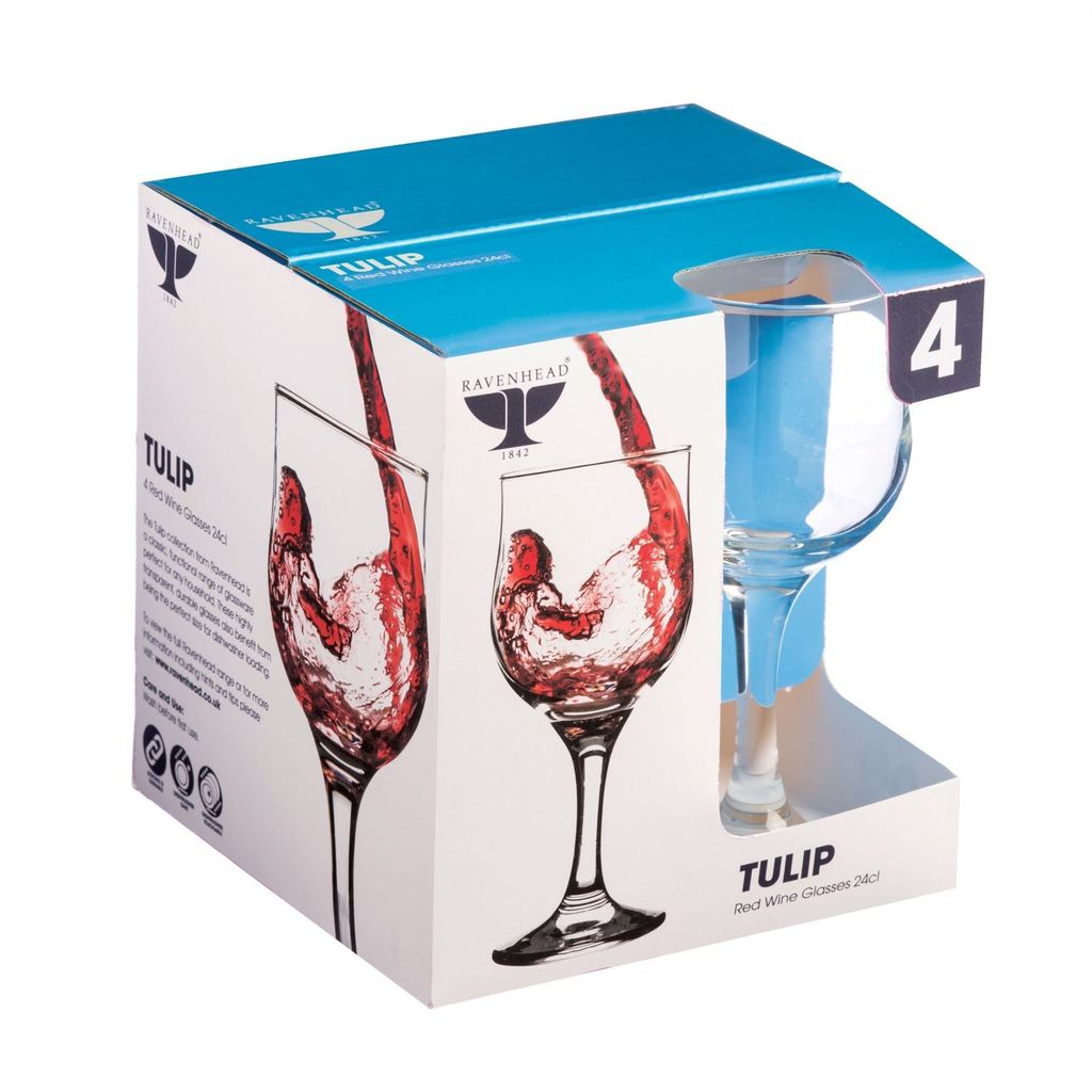Ravenhead Tulip Set of 4 Red Wine Glasses 240ML