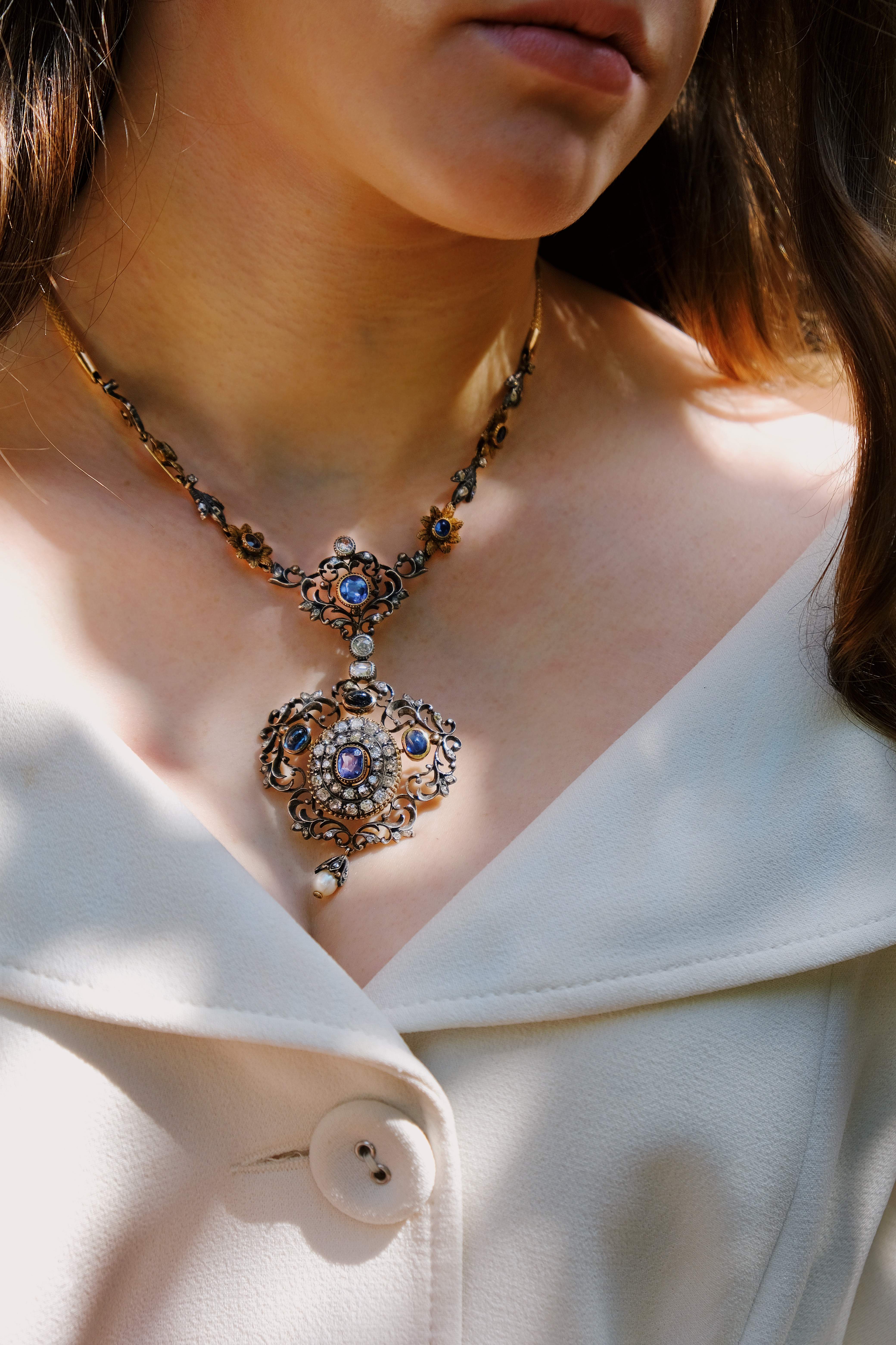 Sapphire & Diamond  neckless
