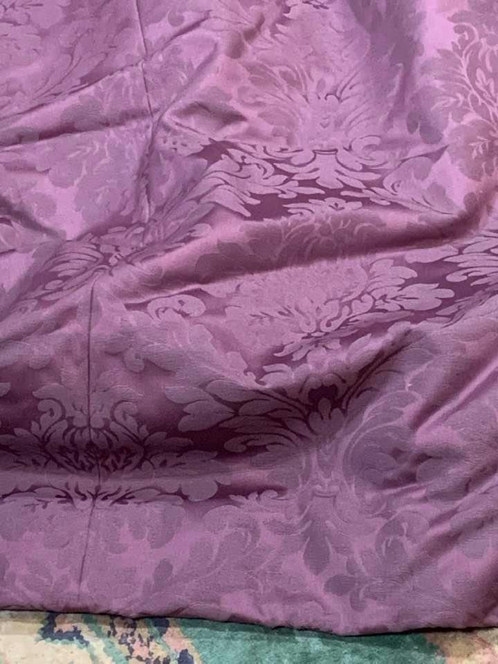 Lovely Long Aubergine Damask Pinch Pleat Interlined Curtains