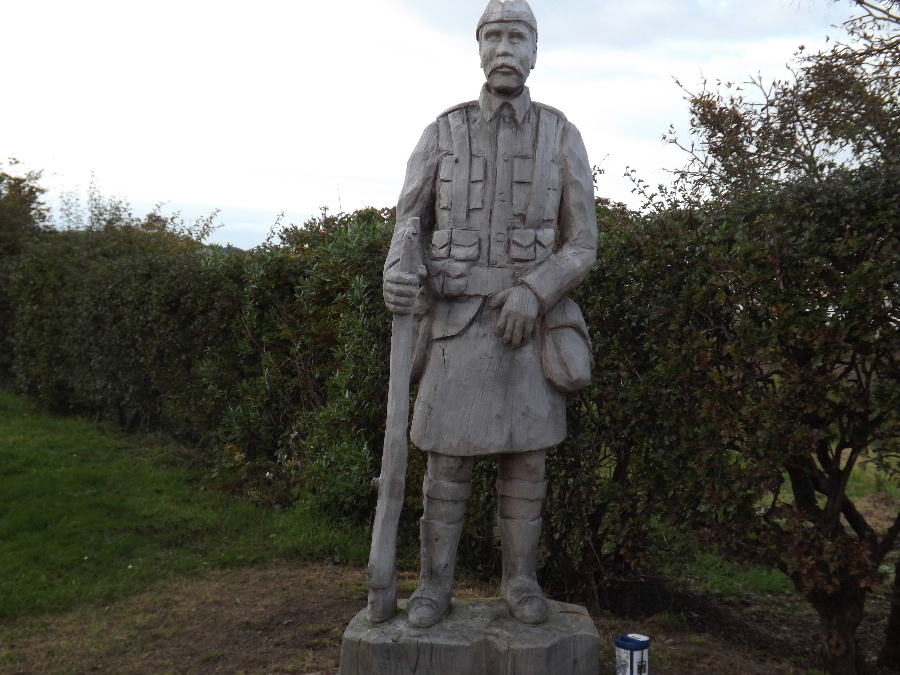 A statue of a Scottish soldier  at Carsethorn, Dumfries and Galloway, Scotland