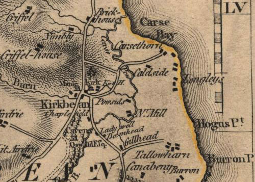 Kirkbean Parish Heritage Society old map of Kirkbean parish from 1797