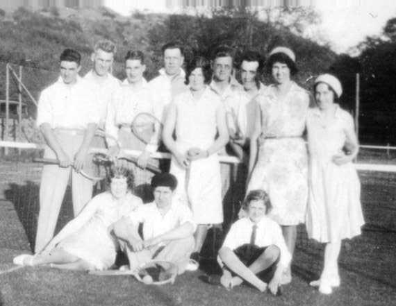 A very old photograph of Kirkbean men and women tennis players