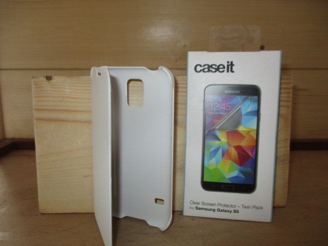 Samsung S5 Case-it phone case in white and Case-it screen protector twin pack