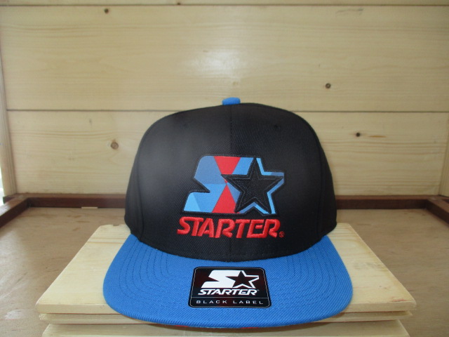 Starter Cap - Black cap with patterned Starter logo (Adjustable)