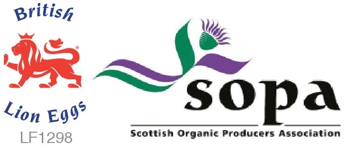 British Lion eggs logo and the Scottish Organic Producers Association logo