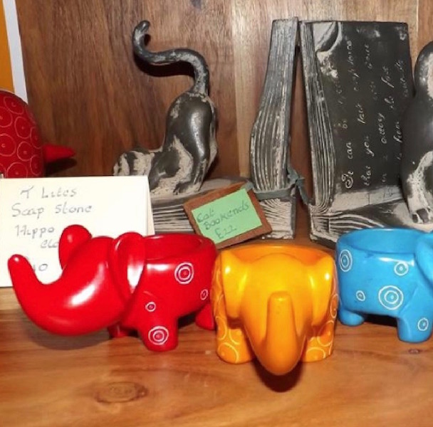 Soapstone elephant tealight candle holders