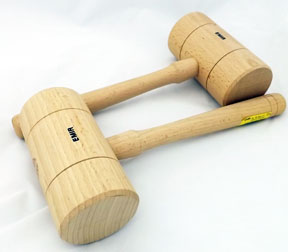 two solid beech mallets