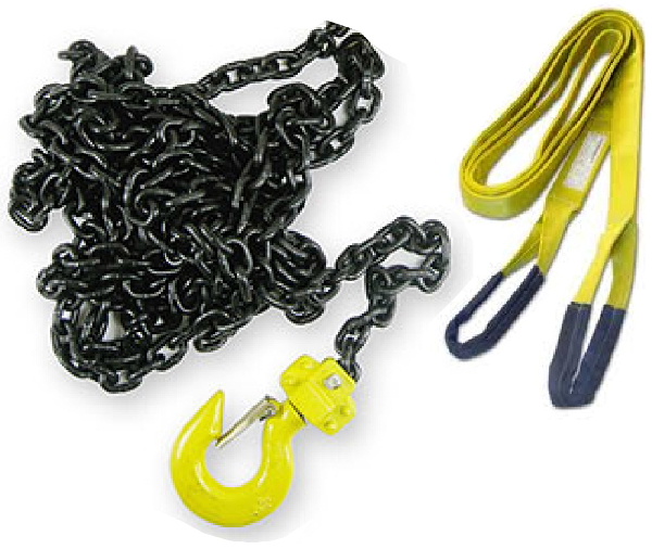 A heavyweight chain and a lifting sling as supplied by Claystapling Dumfries