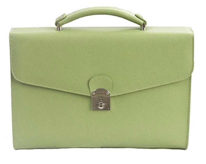 Small Leather Briefcase in Green by Laurige