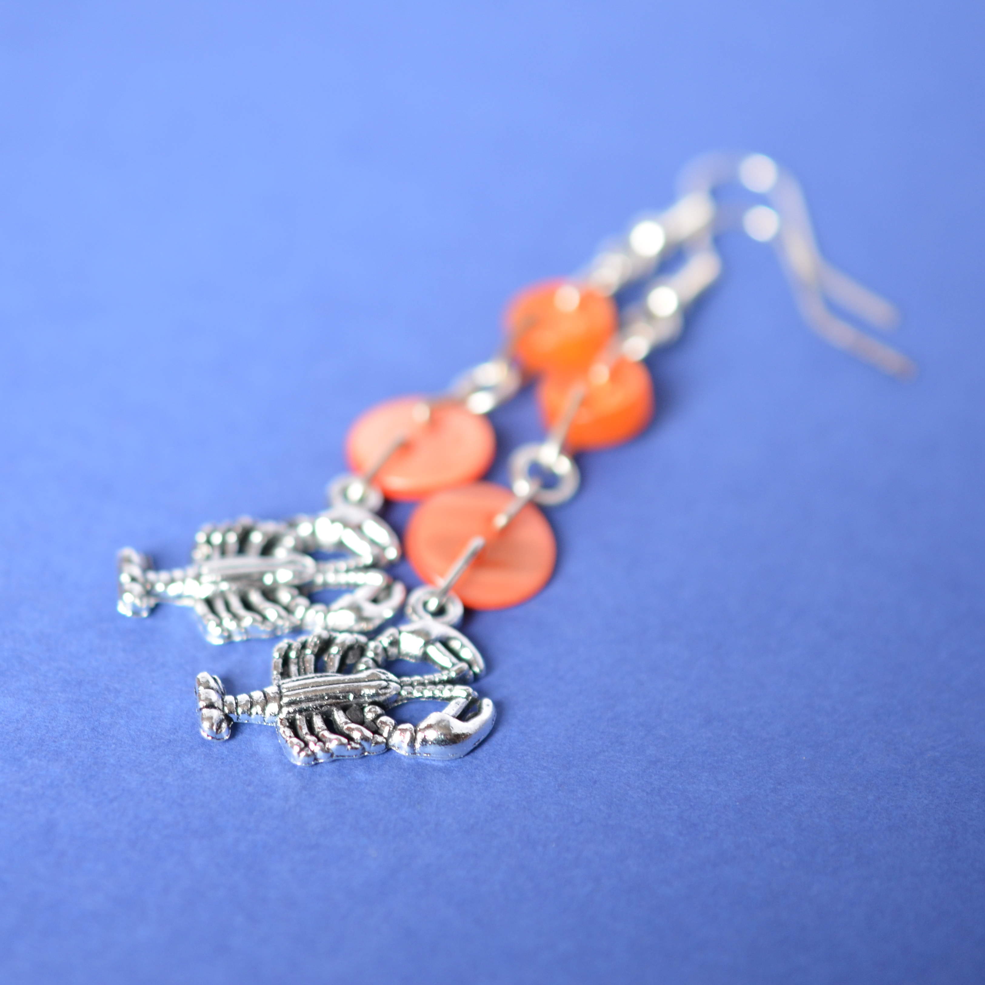 Lobster Two Button Charm Earrings