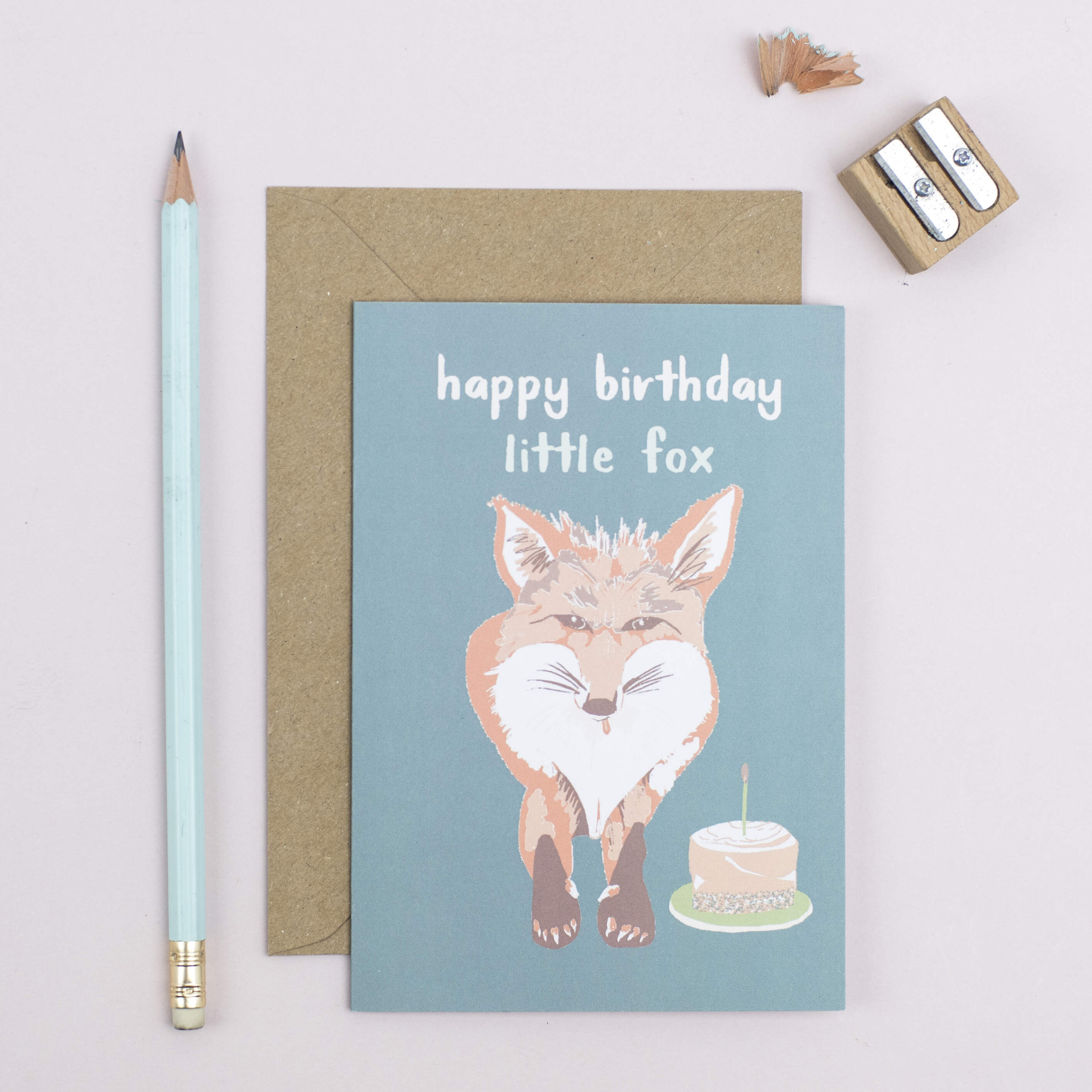 Happy Birthday little fox greetings card
