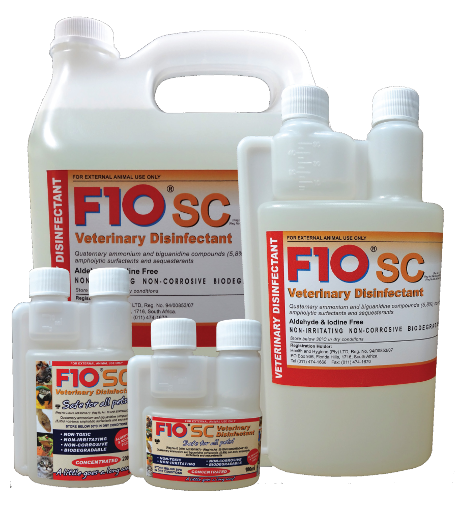 Bottles of F10SC Veterinary Disinfectant