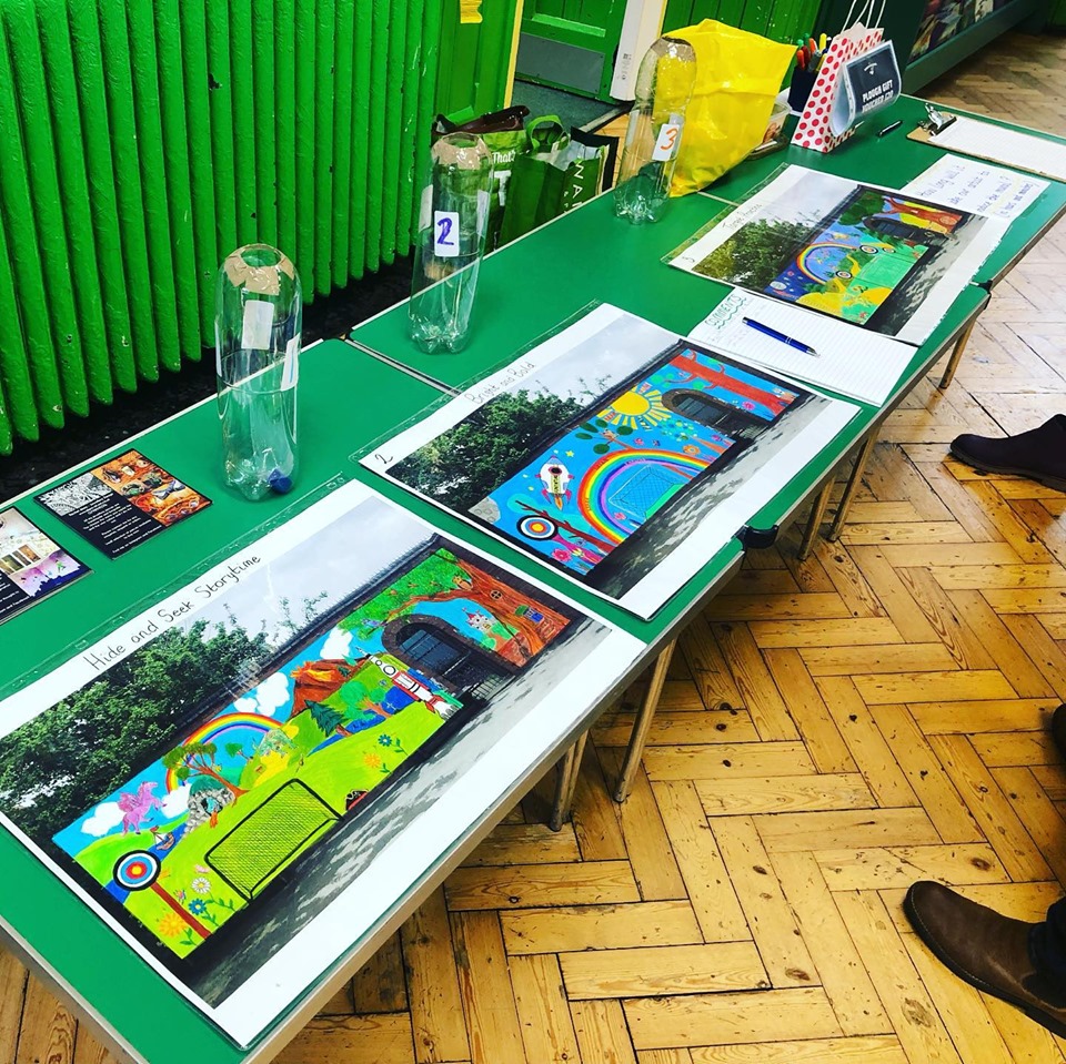 Voting takes place on the winning design for the mural at Harborne Primary School