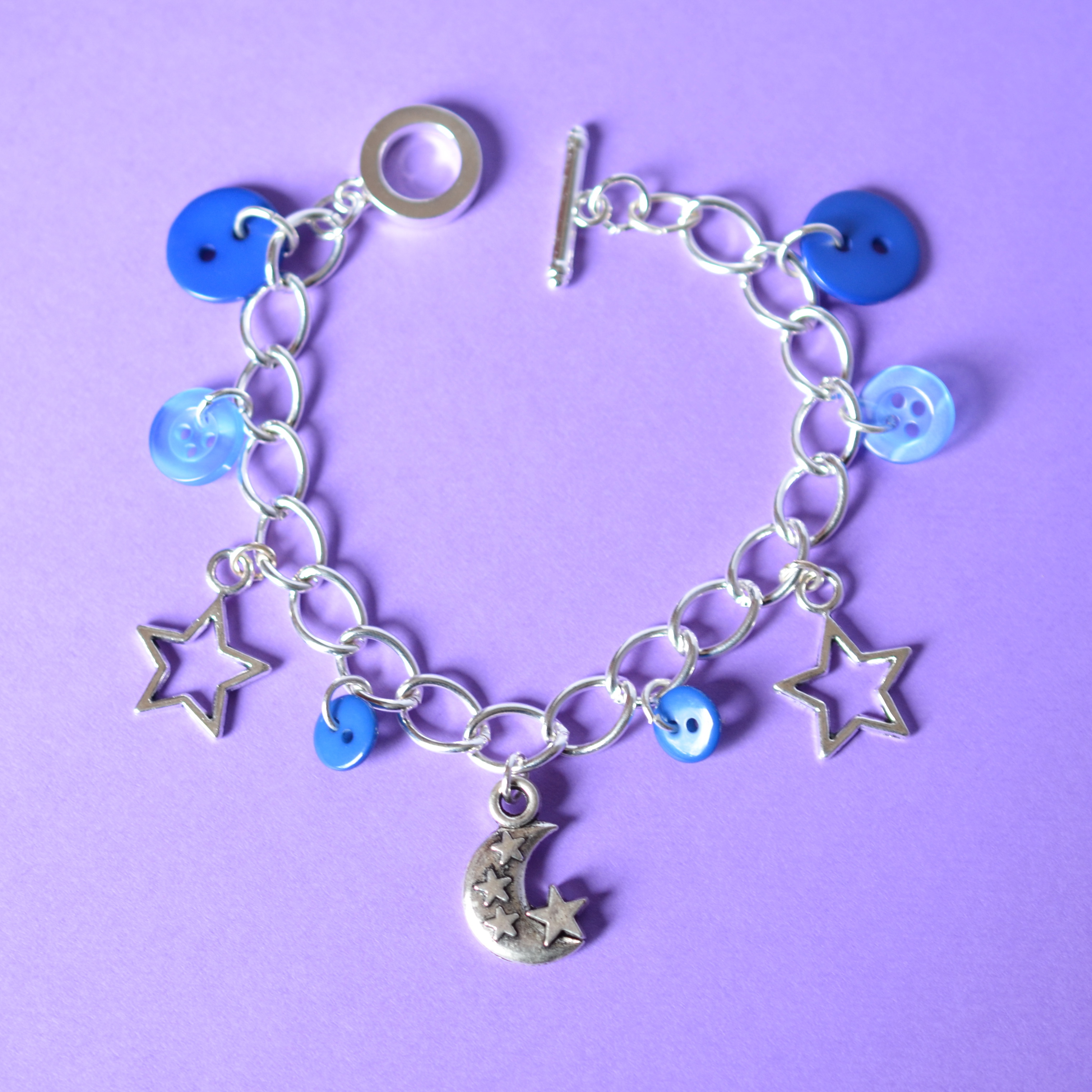 Moon & Stars Button Charm Bracelet