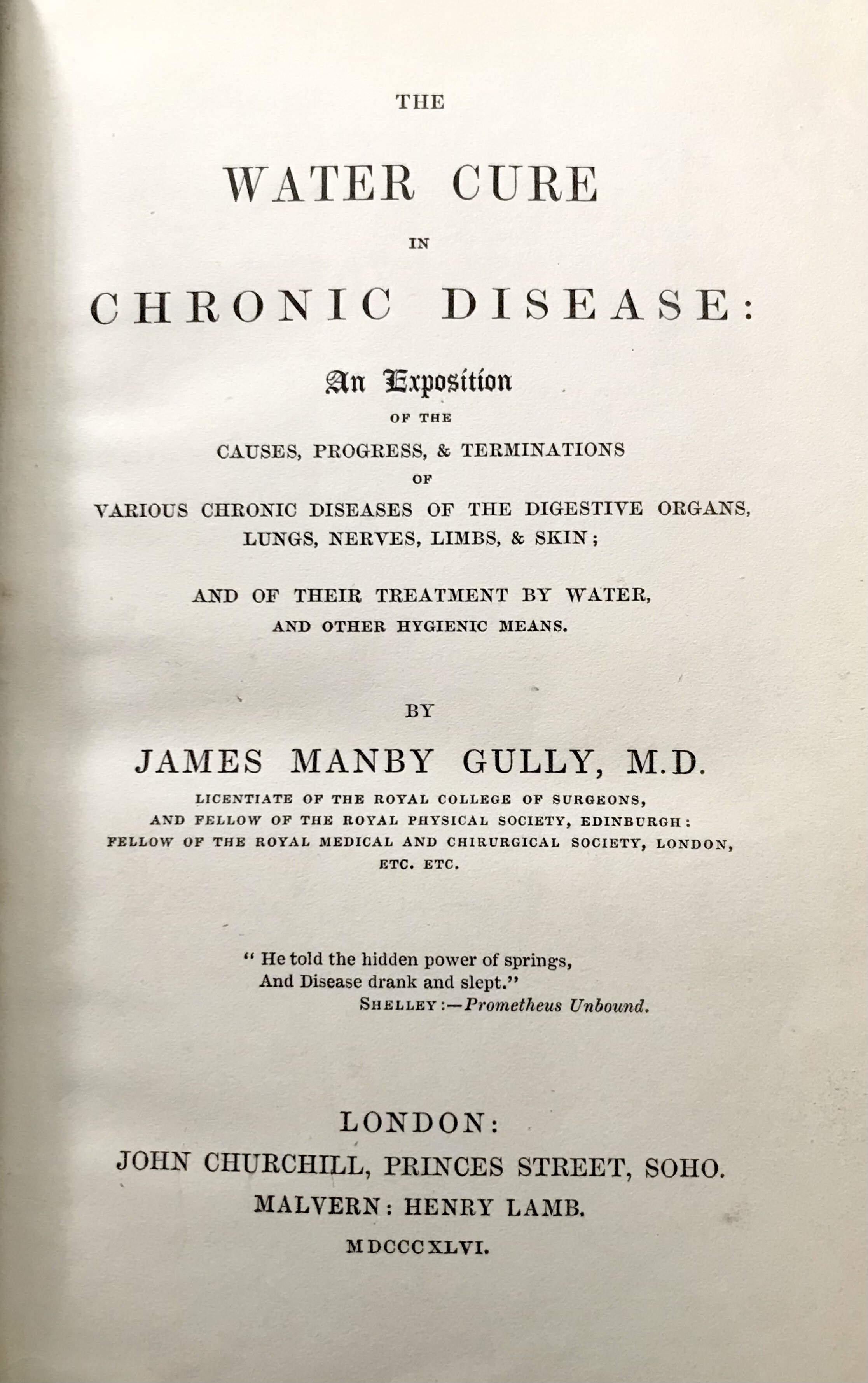 The Water Cure In Chronic Disease by J. M. Gully